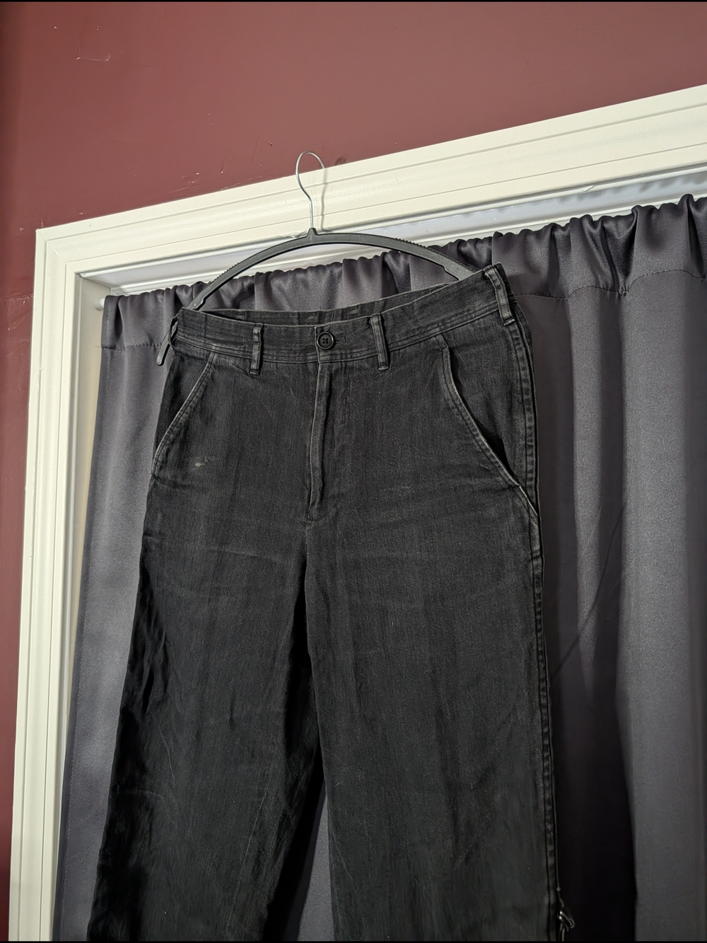 Yohji Yamamoto Men's Black Bondage Strap Buckle Straight-Leg Jeans Japan Sz 2 - Picture 2 of 16